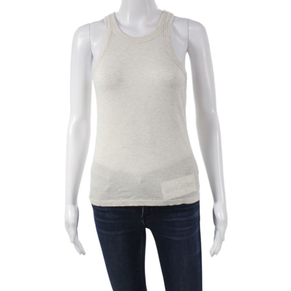 WSLY Womens Beige Basic Tank Round Neck 95% Tencel Size L